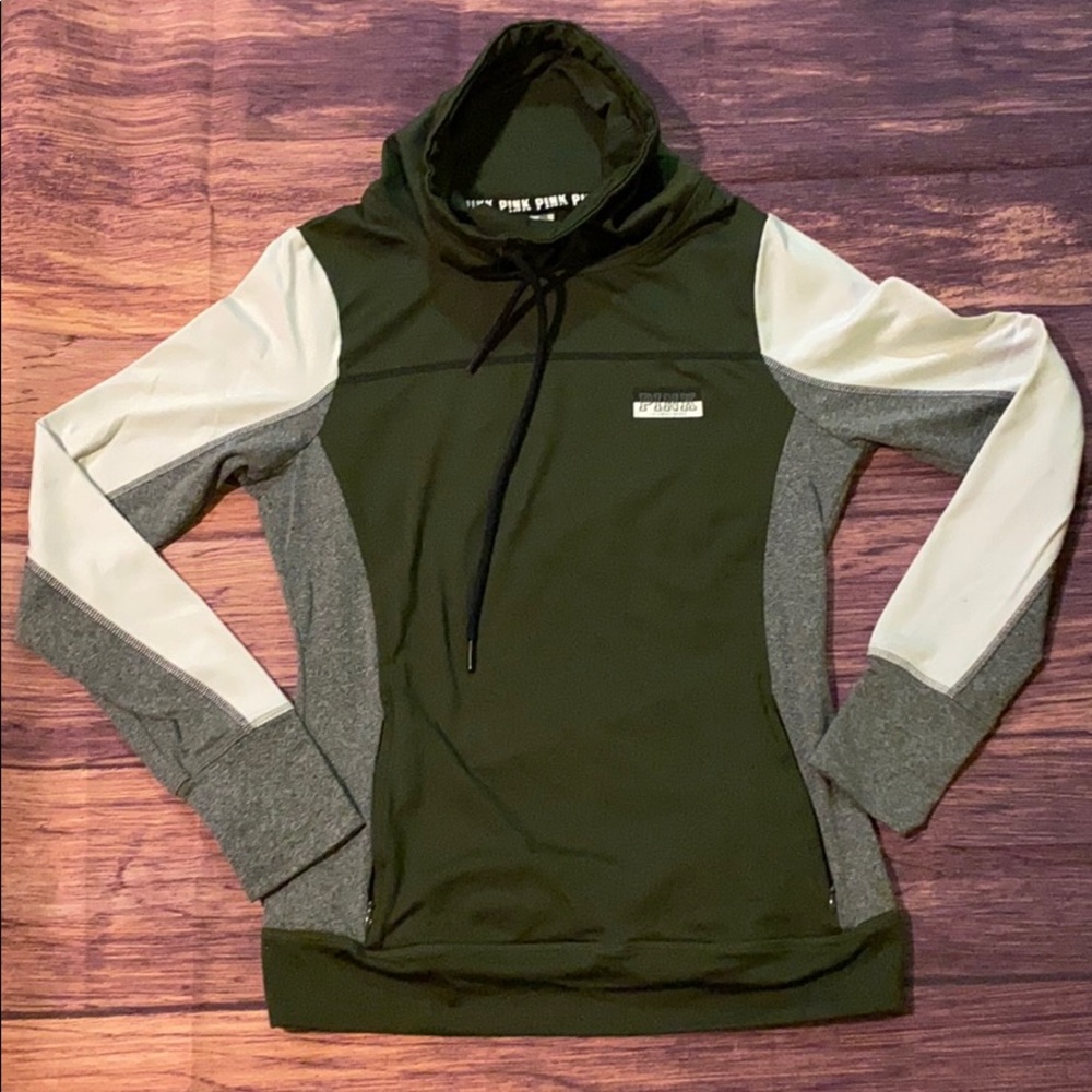 PINK green funnel neck sweater size S